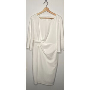 NWT Kensie White Ivy Sheath Dress with Flutter Sleeves Size 12